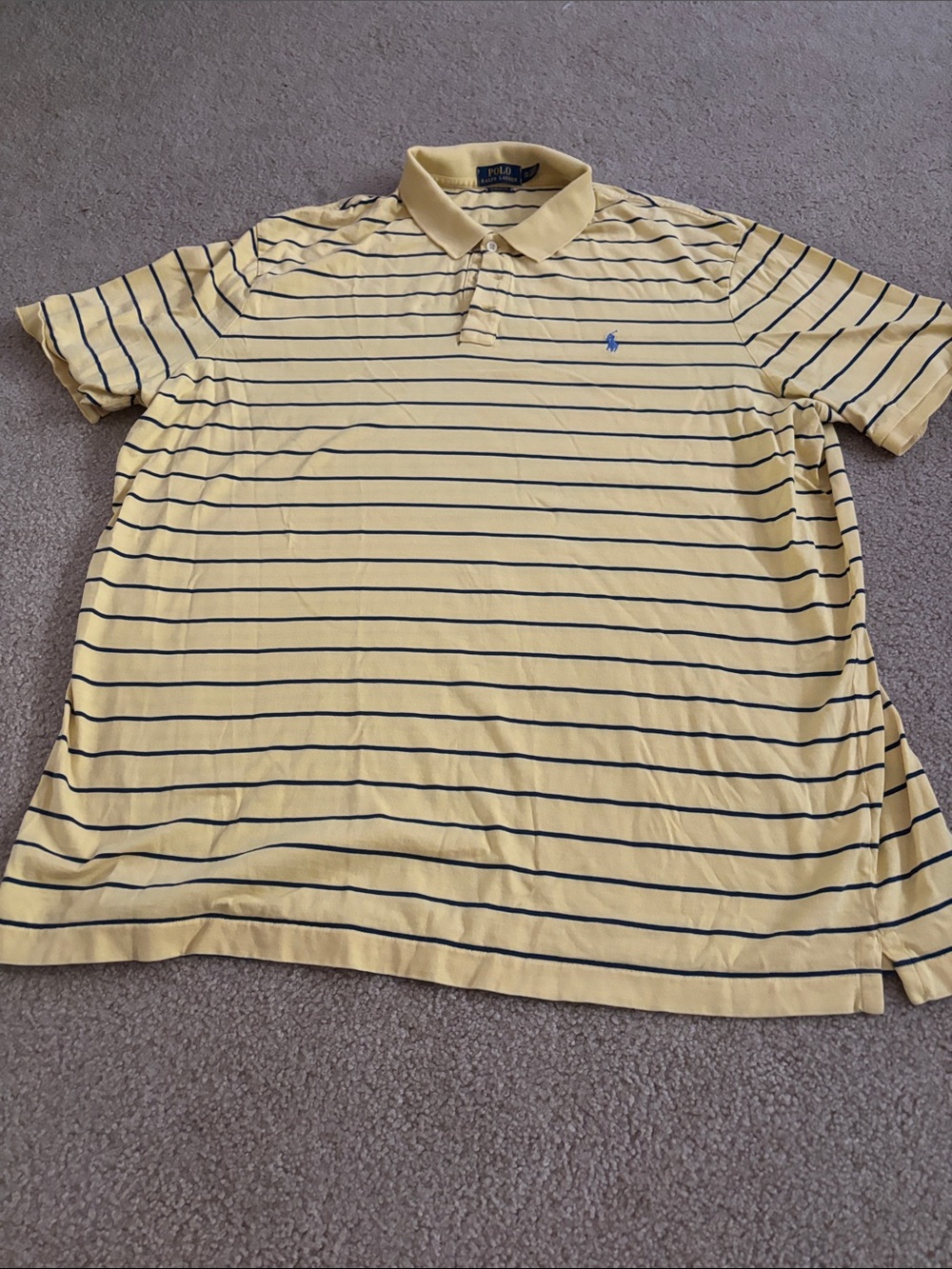 Polo by Ralph Lauren Yellow Polo with Navy Stripes size XXL